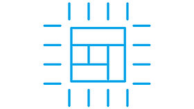 Blue icon on white background HDI & Microvia design