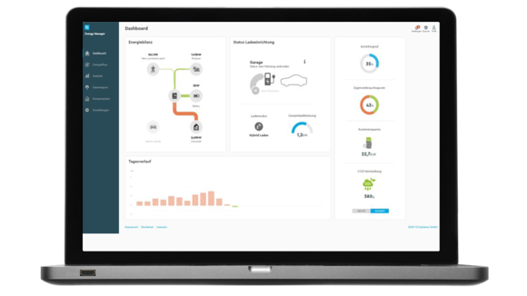 Laptop mit Dashboard Ansicht vom TQ Energy Manager