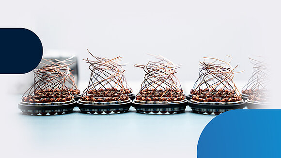 Copper windings for several frameless motors during production