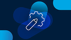 Icon of a pen and a partially visible gear