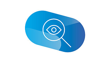 Icon of a magnifying glass with an eye