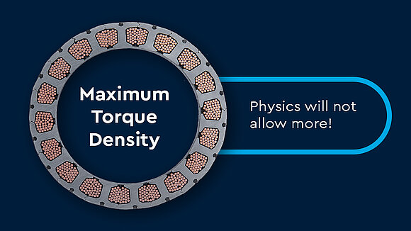 Cross-section of a torque motor as a symbol for maximum torque density