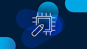 White icon on blue background Production-ready PCB layout