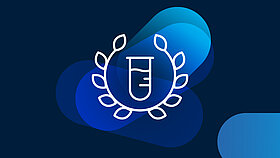 Icon of a laurel wreath with a test tube in the center