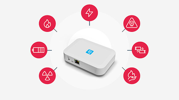 An electrical device with icons representing the various potential hazards to the device