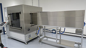Side view of the spray water chamber in the TQ Product Compliance Center