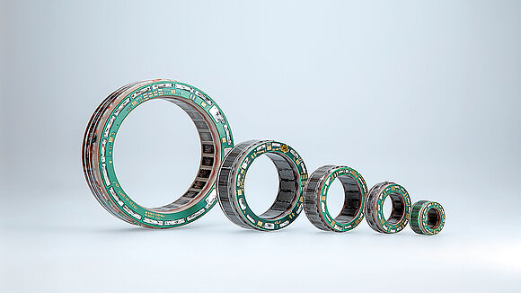 ILM servo motors in five different sizes side by side