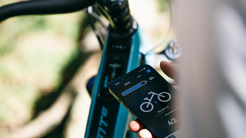 Smartphone mit der TQ E-Bike App