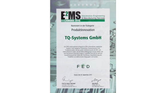 Certificate FED E²MS Award