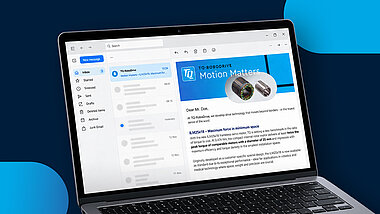 Laptop with an open email inbox on the screen