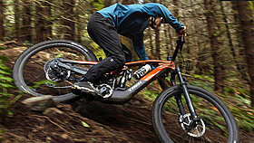Person auf Trek E-Mountainbike in Action
