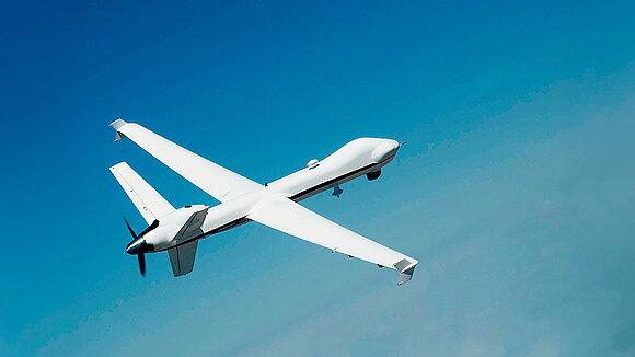 An unmanned aircraft in the air
