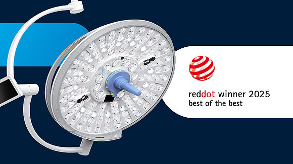 Polaris Dräger luminaire with Red Dot Design Award logo