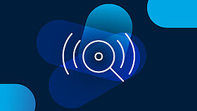 Icon of a magnifying glass sending signals