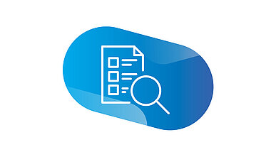 Checklist icon and magnifying glass