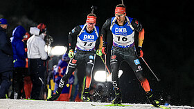 Biathleten Philip Nawrath und Johannes Kühn beim Rennen