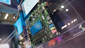 Embedded module on a demo wall at a trade show