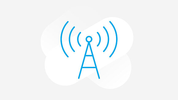 Icon of a transmitter with signals