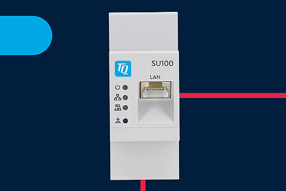 Product image SU100 from TQ-Automation with blue background and red stripe