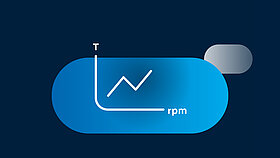 White icon of a chart