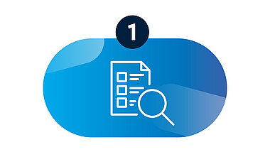 Checklist icon with a magnifying glass