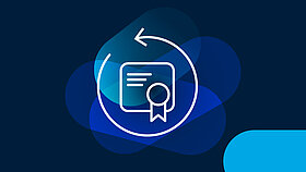 Icon of an award with an arrow inside a circle