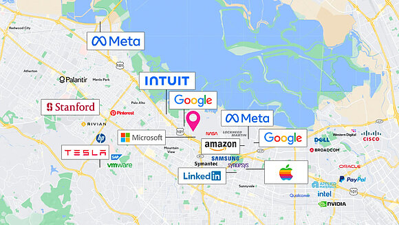 Landkarte Silicon Valley