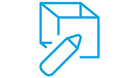 Blue icon pen with box