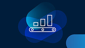 White icon of the entire supply chain on a blue background