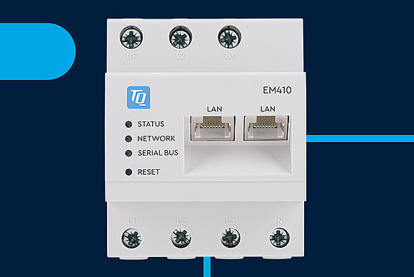Produktbild EM410 von TQ-Automation mit blauem Hintergrund