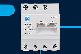 Produktbild EM410 von TQ-Automation mit blauem Hintergrund