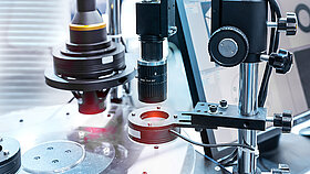 Detailed view of a microscope