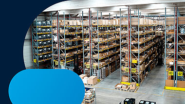 Top view of a high-bay warehouse