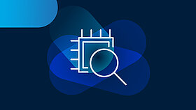 White icon on blue background Optimum test depth