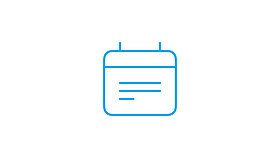 Blue calendar icon on a white background
