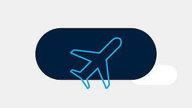 Blue icon of an airplane