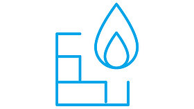 Blue icon on white background Cooling & thermal simulation