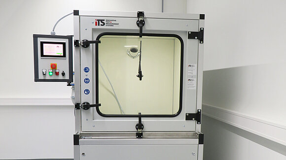 View of the dust chamber in the TQ Product Compliance Center
