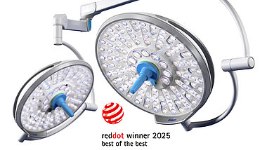 Polaris OP luminaire with Red Dot Award logo