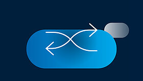 Two white arrows crossing in the center