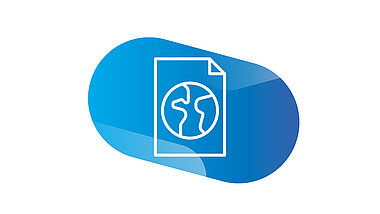 Icon of a sheet of paper with a globe