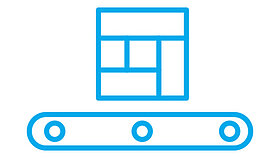 Blue icon on white background Design for Manufacturing