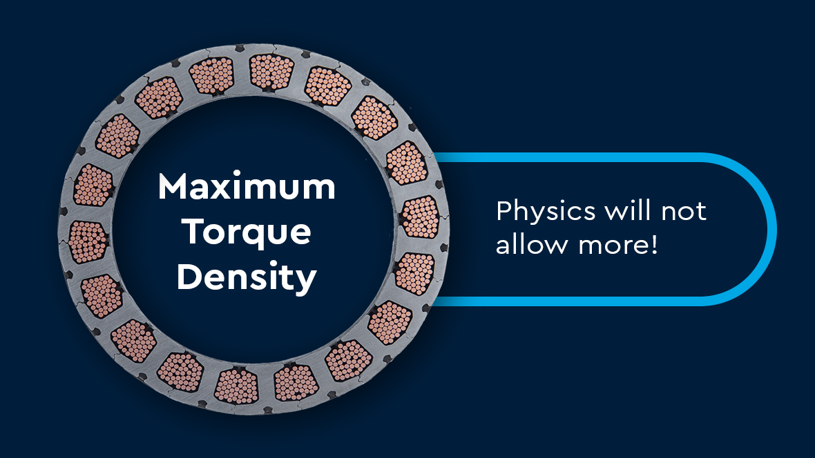 Cross-section of a torque motor as a symbol for maximum torque density