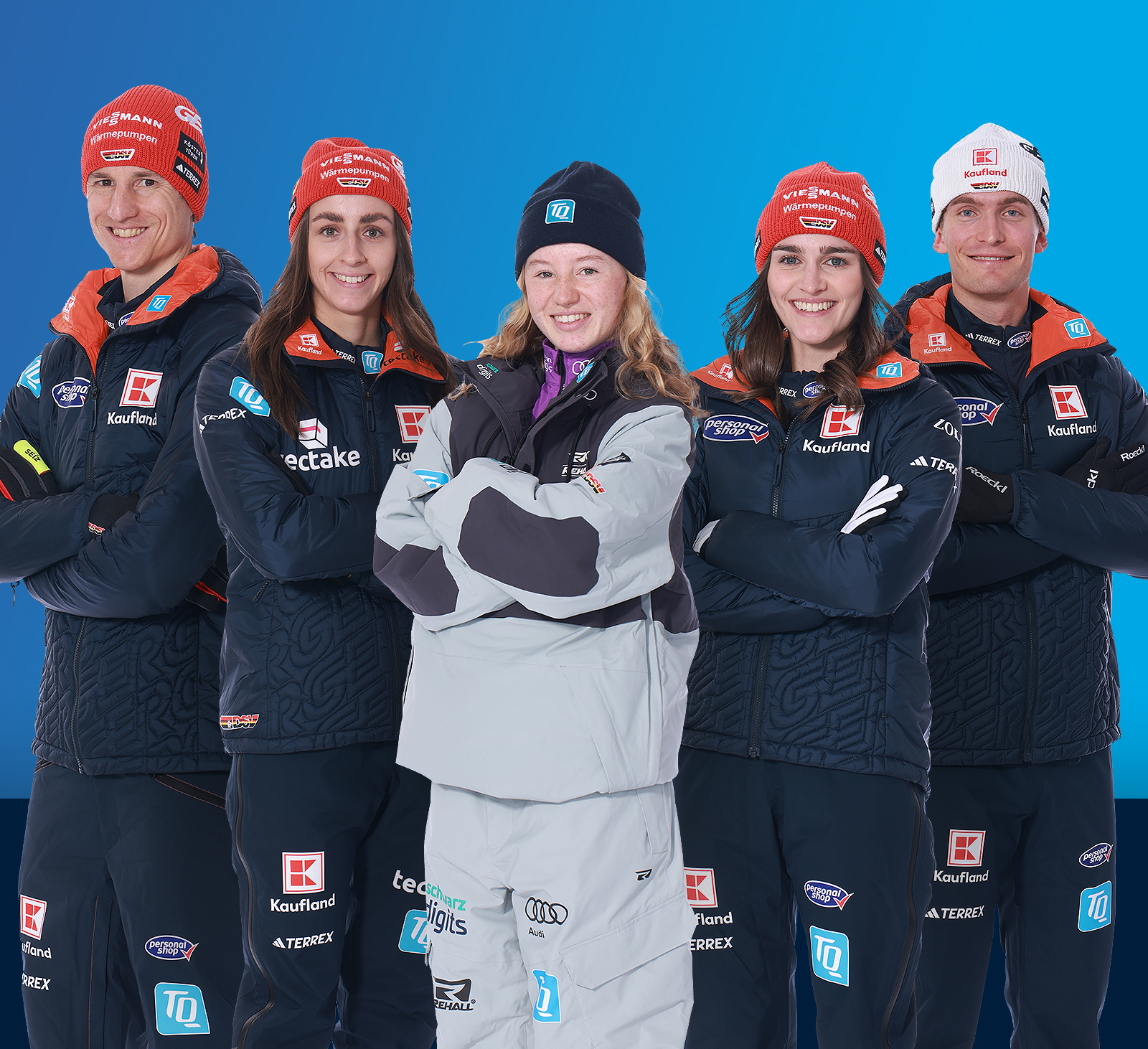 Gruppenbild von 5 DSV Sportlern aus verschiedenen Disziplinen