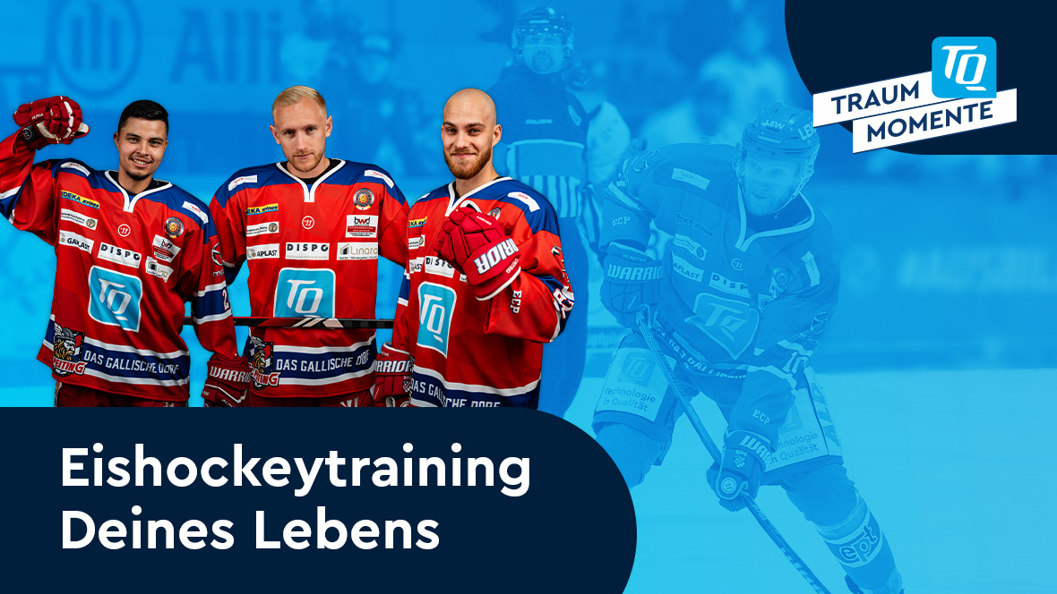 Eishockey Training Deines Lebens und drei Eishockey Spieler des EC Peiting