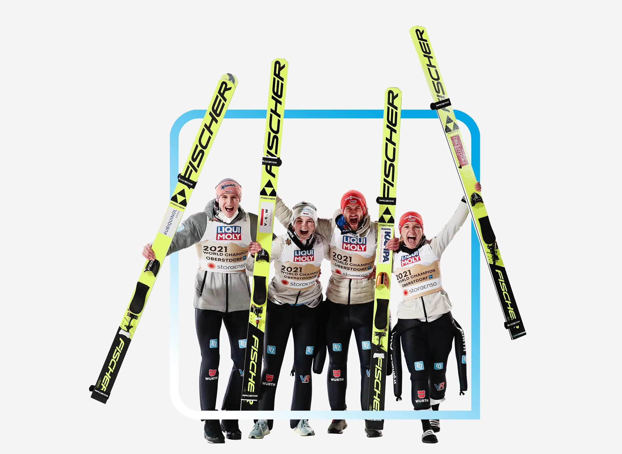 DSV Skispringer Teamfoto Jubel Traummomente Rahmen