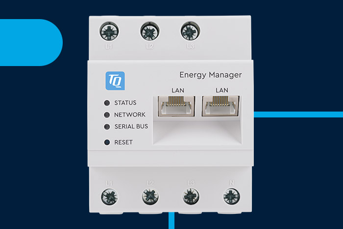 Produktbild Energy Manager von TQ-Automation mit blauem Hintergrund