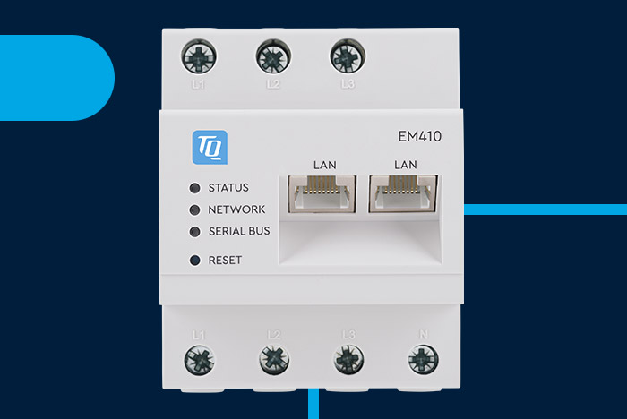 Produktbild EM410 von TQ-Automation mit blauem Hintergrund