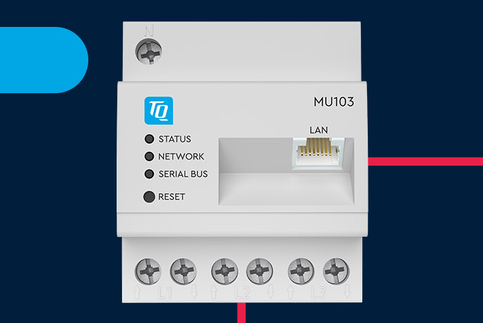 Product image MU103 from TQ-Automation with blue background and red stripe