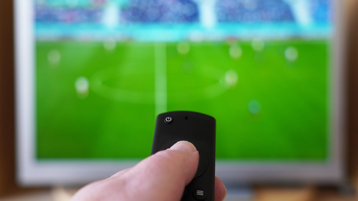remote in front of a tv